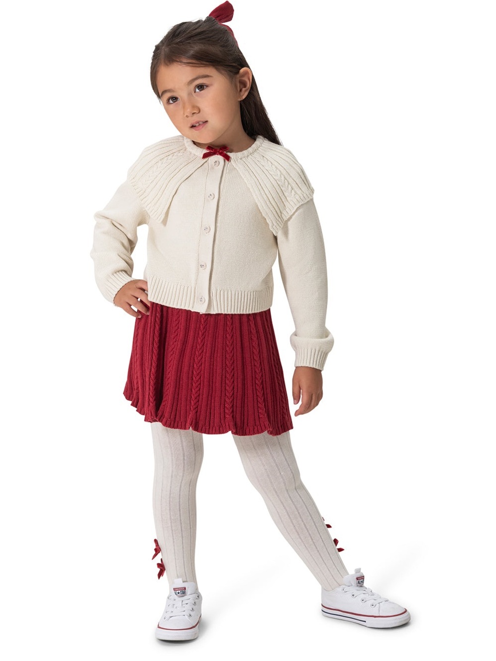 Draper James Toddler Holiday Sweater Skirt Set red white Christmas Size 2T
